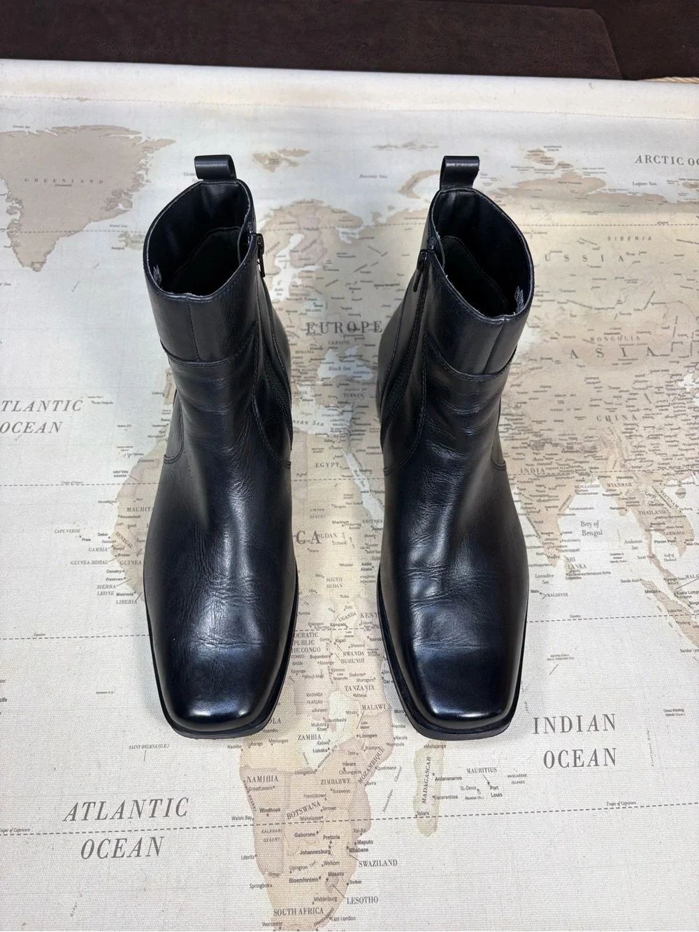 Mens Leather Boots Rockport Toloni K70048 Black Side Zip Sz 10 Casual-Dress EUC